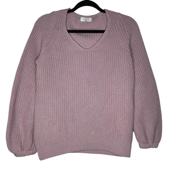 Aritzia Babaton Valadon Balloon Sleeve pink oversized V-Neck sweater size XXS - Picture 2 of 10